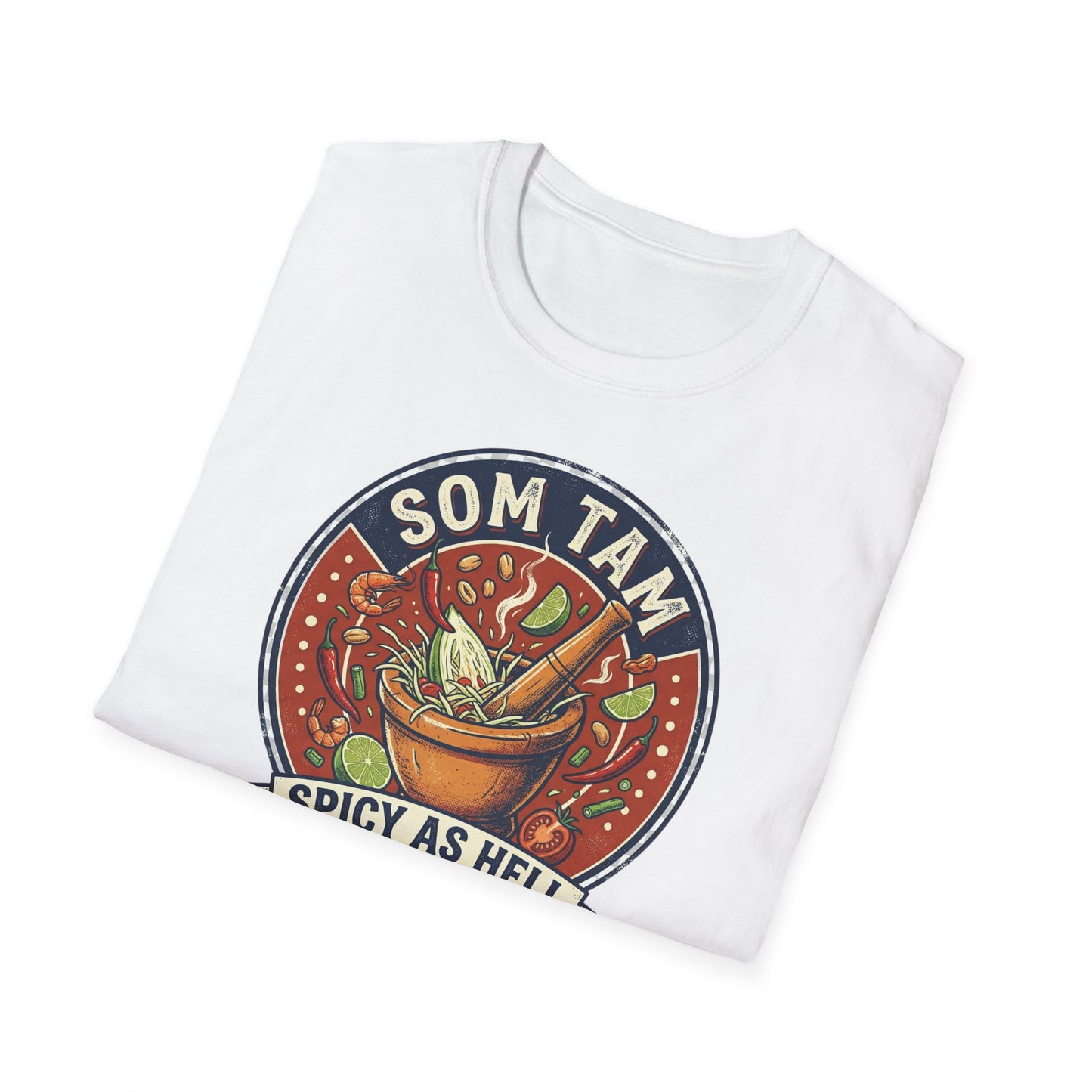 Som Tam T-Shirt Navy Thai Streetfood Papaya Salat Graphic Tee