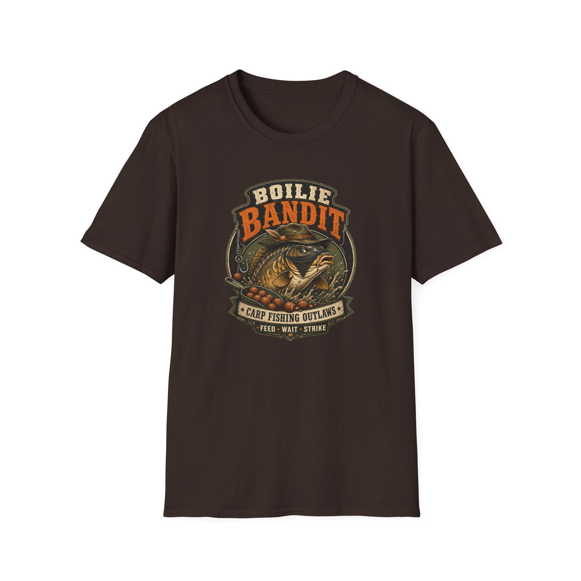 Boilie Bandit Angler T-Shirt Dark Chocolate Karpfenangeln Geschenk Vorderansicht