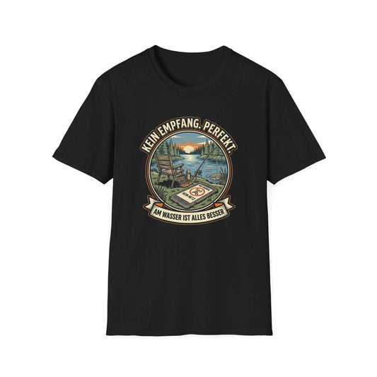Kein Empfang Perfekt T-Shirt schwarz Angler Geschenk lustiges Angelshirt