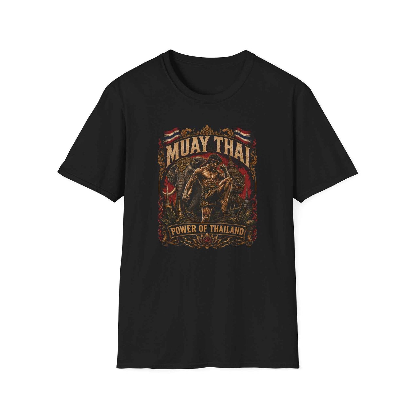 Muay Thai Born to Fight T-Shirt schwarz – Thai Streetwear Fighter Vorderansicht