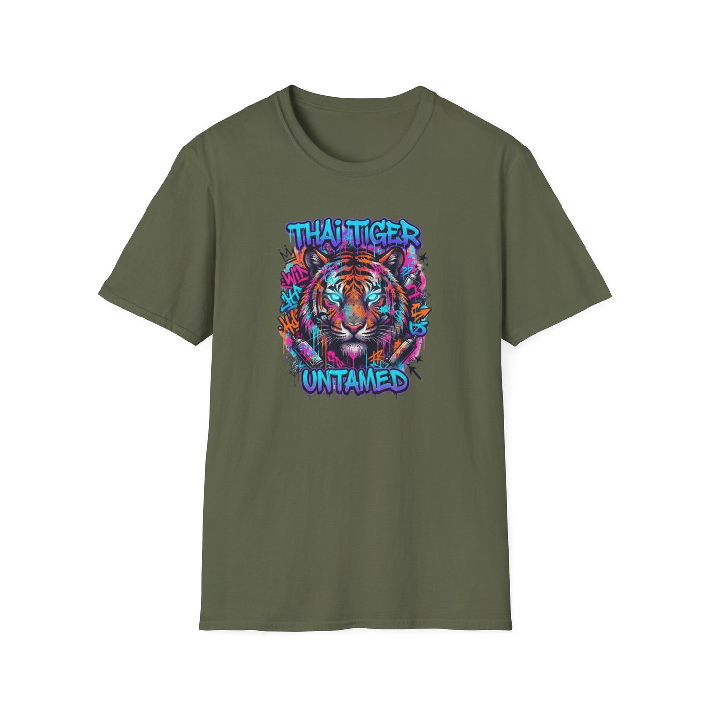 Thai Tiger Untamed T-Shirt schwarz — Neon Tiger Streetwear Geschenk