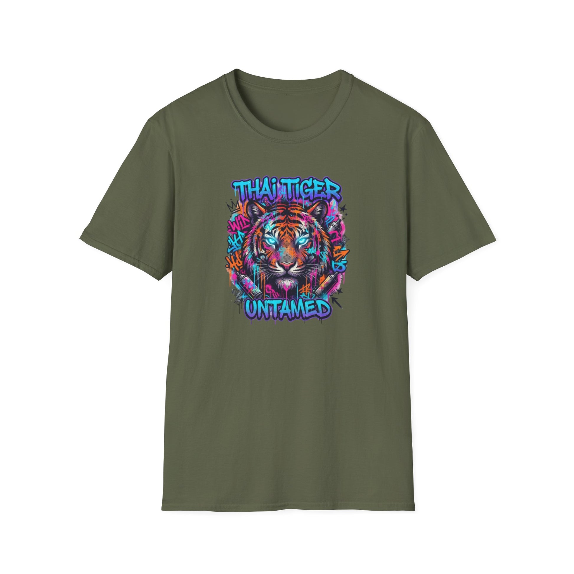 Thai Tiger Untamed T-Shirt schwarz — Neon Tiger Streetwear Geschenk