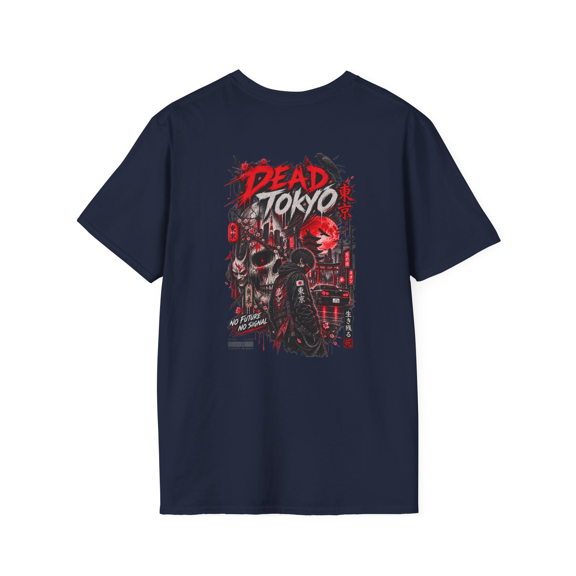 Dead Tokyo T-Shirt navy — Totenkopf Streetwear Vorderansicht
