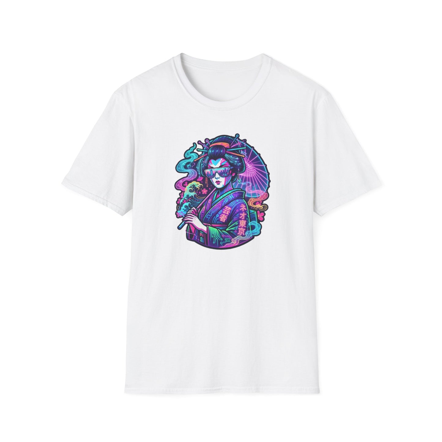 Neon Geisha T-Shirt Dark Chocolate - Cyberpunk Streetwear Geschenk