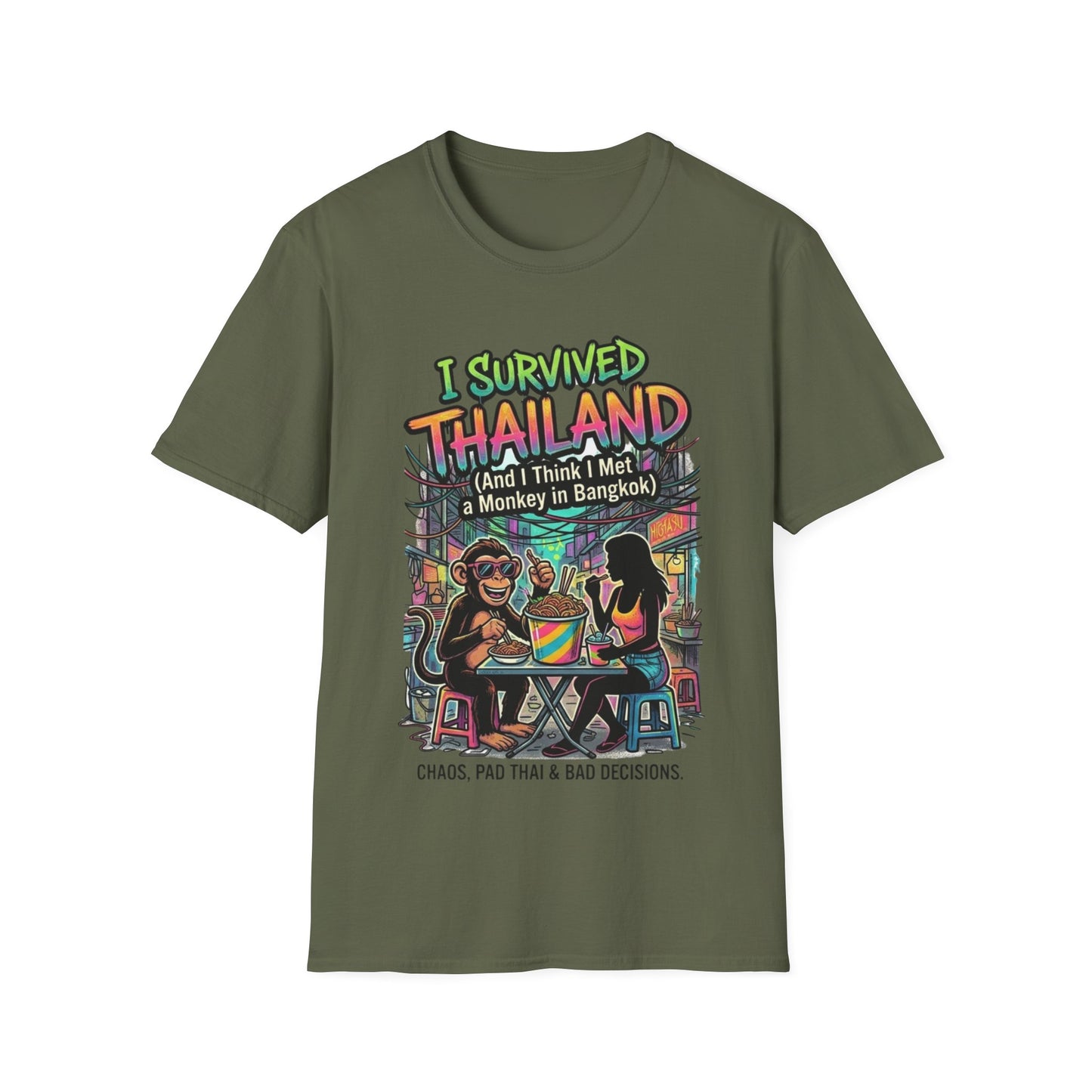 I Survived Thailand T-Shirt military green Funny Thailand Backpacker Shirt Unisex