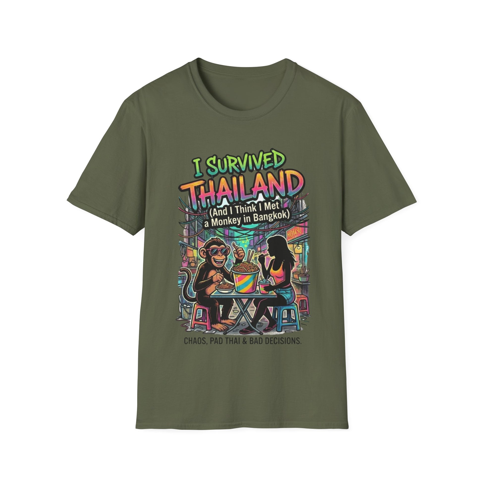 I Survived Thailand T-Shirt military green Funny Thailand Backpacker Shirt Unisex