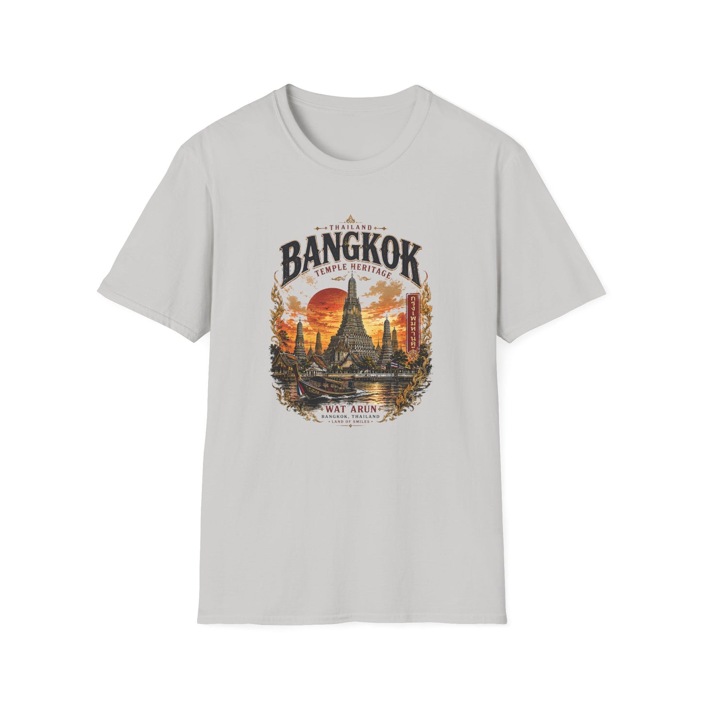 Wat Arun Tempel T-Shirt Bangkok Thailand Design Nahaufnahme Flatlay
