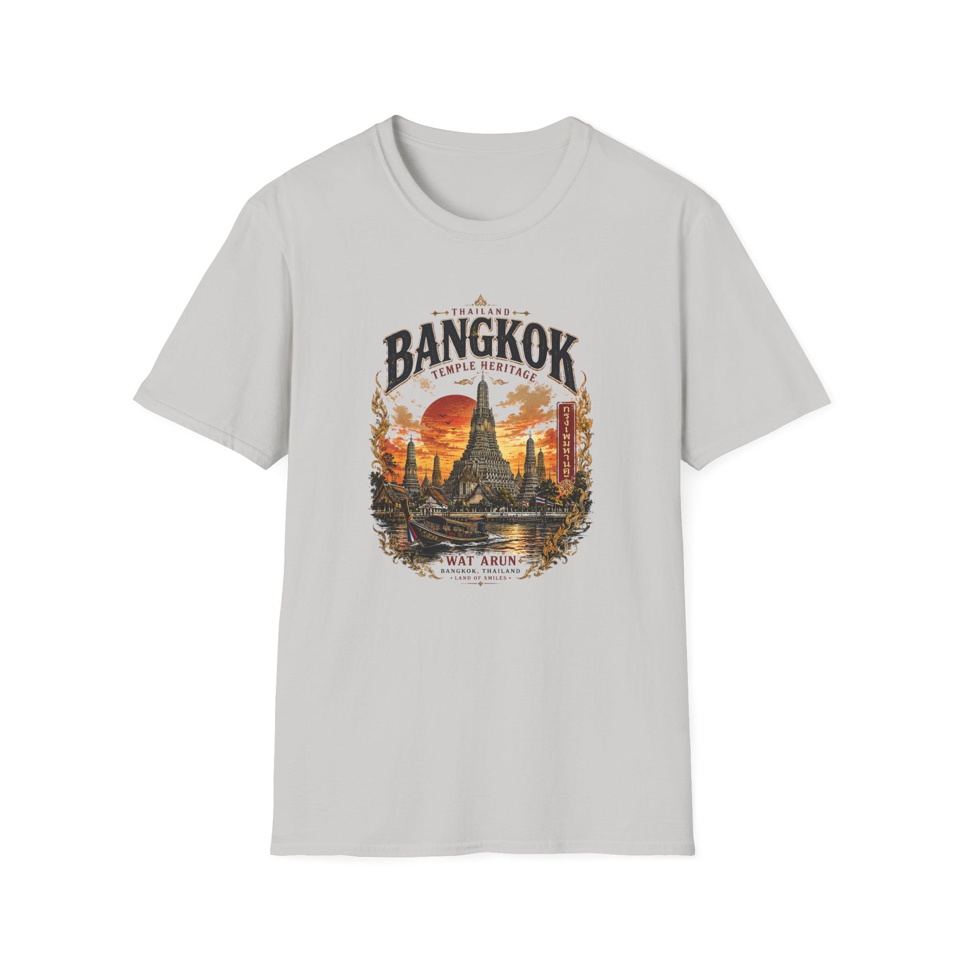 Wat Arun Tempel T-Shirt Bangkok Thailand Design Nahaufnahme Flatlay