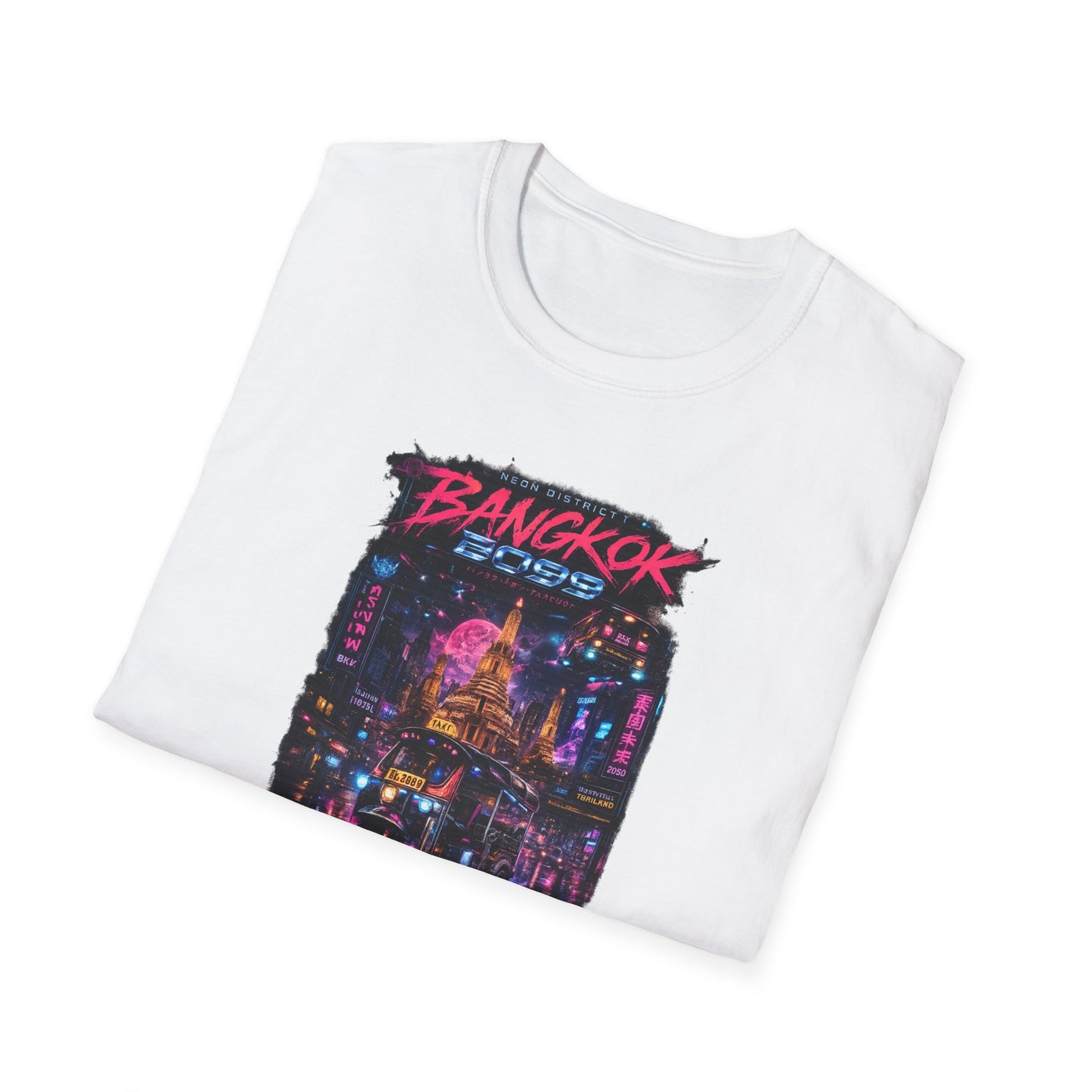 Bangkok 2099 T-Shirt gefaltet — Cyberpunk Neon Skyline Streetwear
