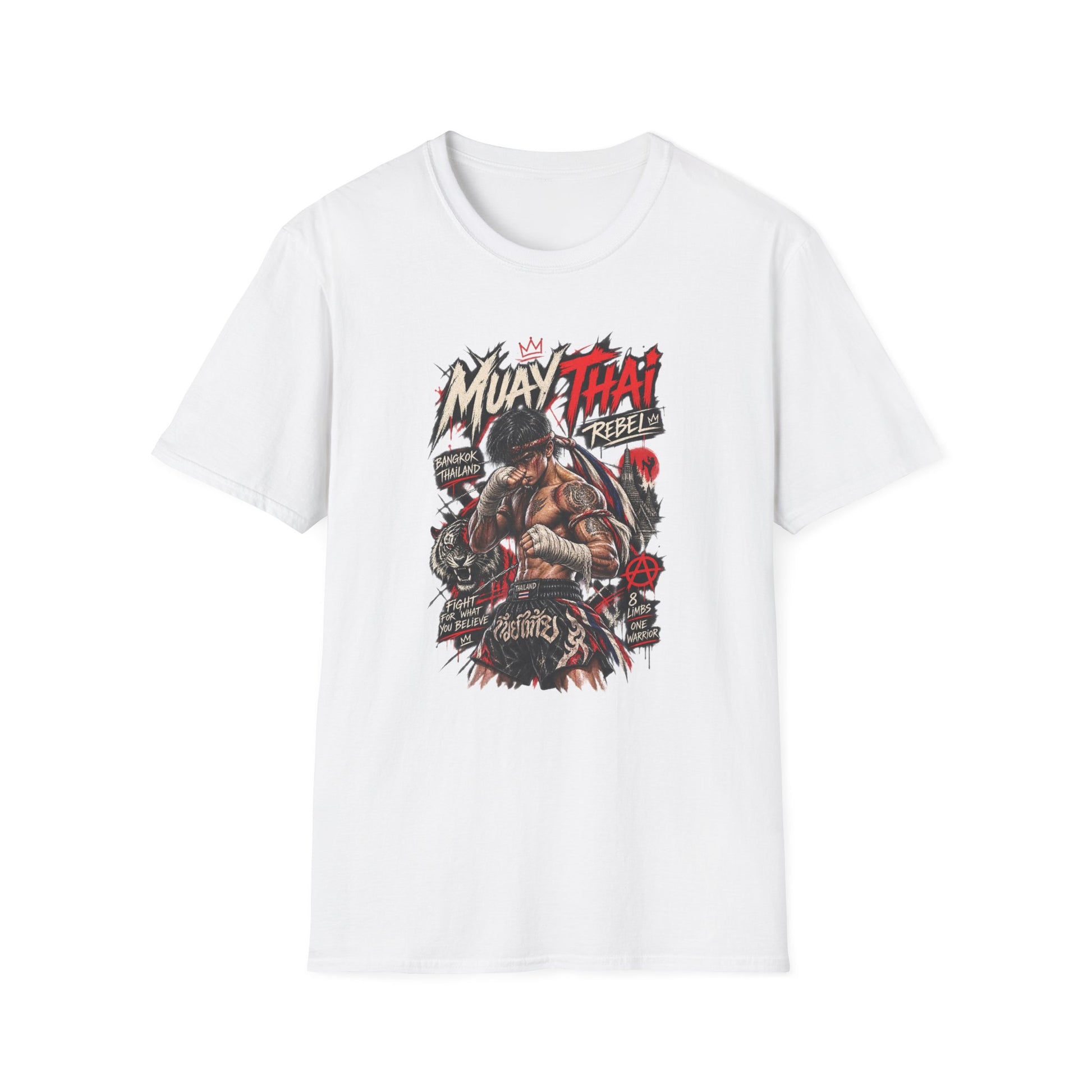 Muay Thai Rebel T-Shirt Dark Chocolate Fighter Tiger Graphic Tee Vorderansicht