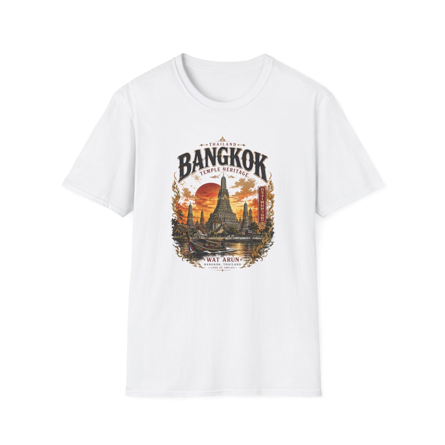Wat Arun Tempel T-Shirt weiß – Bangkok Thailand Streetwear Vorderansicht