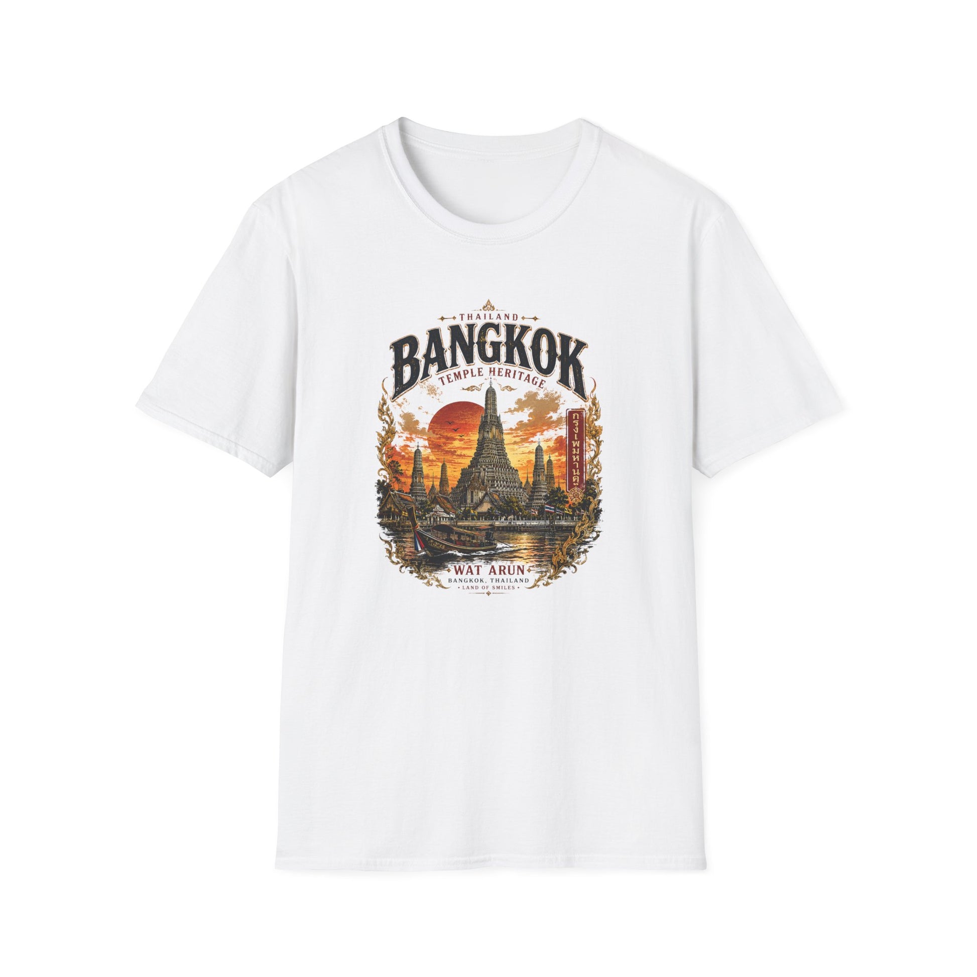 Wat Arun Tempel T-Shirt weiß – Bangkok Thailand Streetwear Vorderansicht
