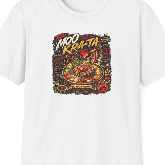 Mookata T-Shirt – Thai BBQ Grill Streetwear Herren Damen – Design Nahaufnahme