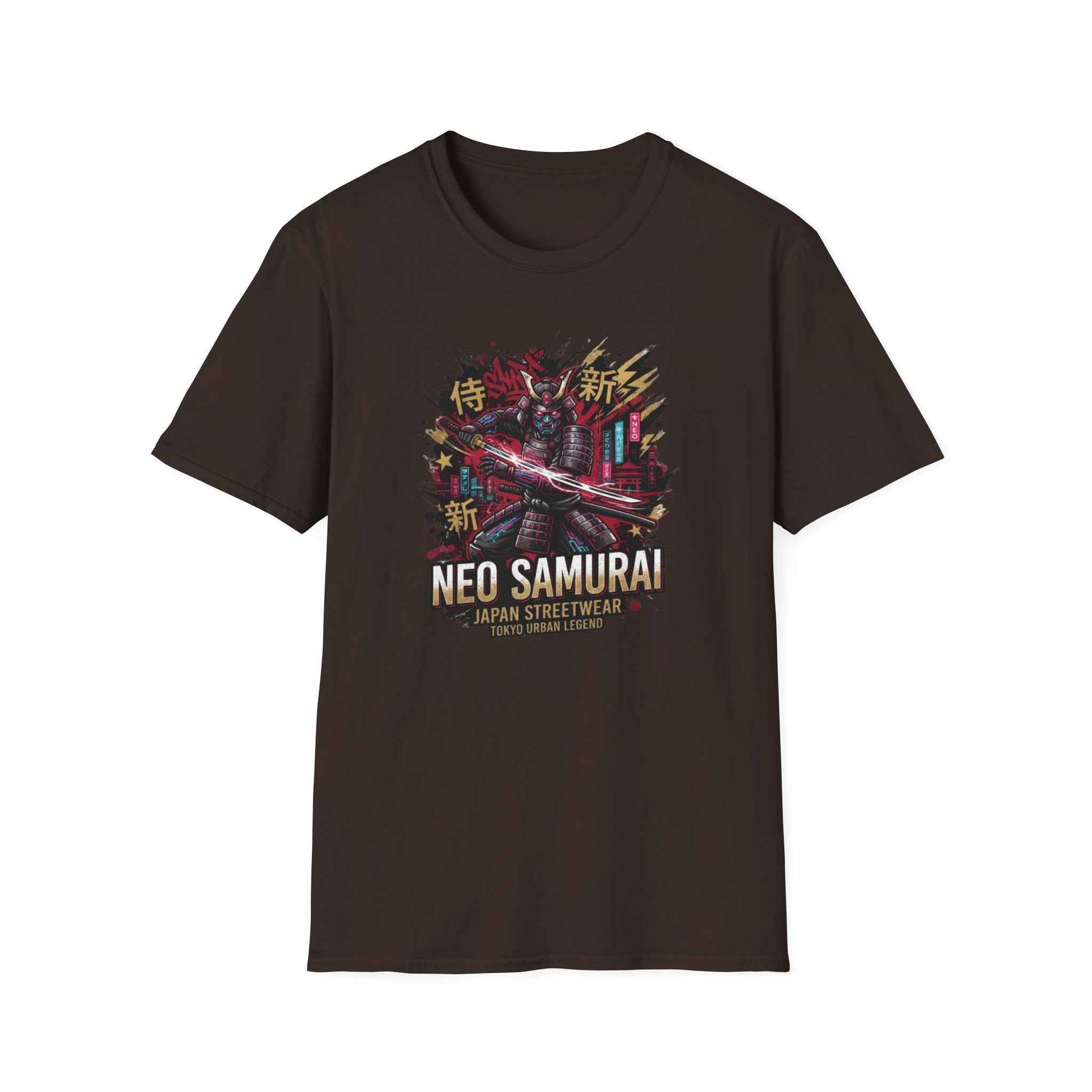Neo Samurai T-Shirt dunkelbraun Katana Japanese Streetwear Graphic Tee