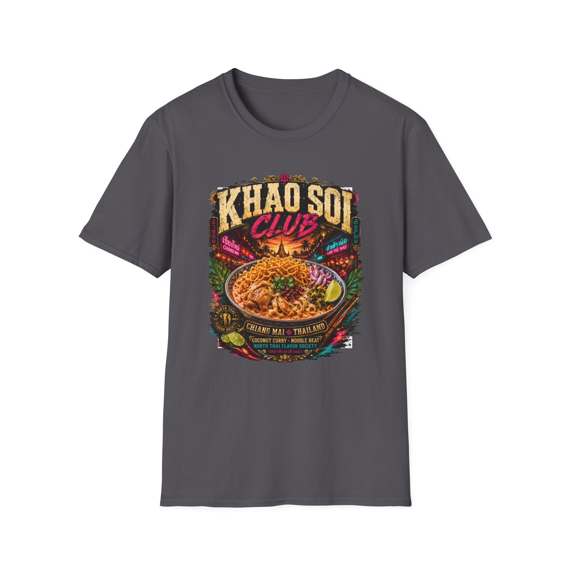 Khao Soi Club T-Shirt schwarz Chiang Mai Thai Food Noodle Soup Graphic Tee