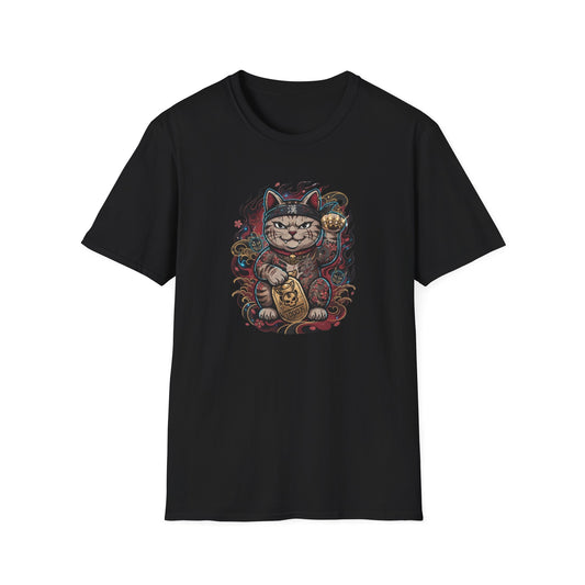 Gangster Cat T-Shirt schwarz - Japanese Streetwear Vorderansicht
