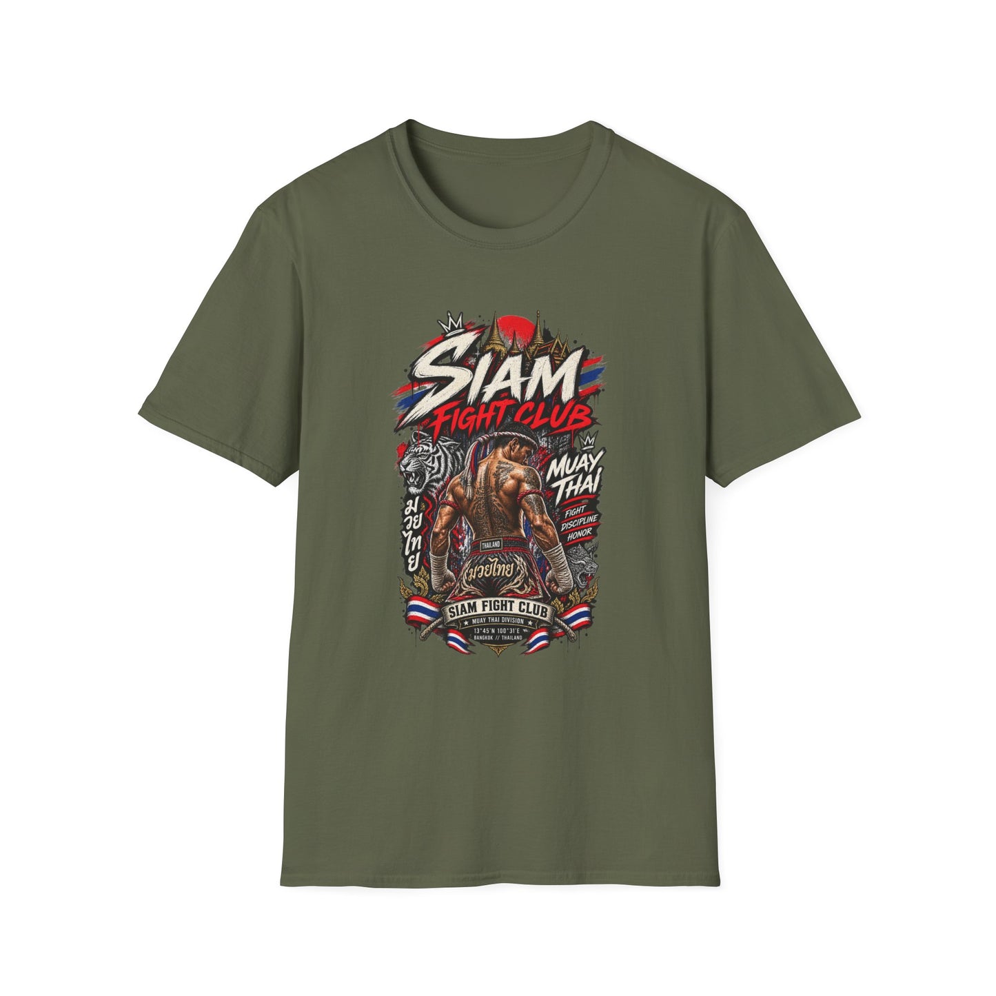 Asian Streetwear T-Shirt grün — Siam Muay Thai Motiv