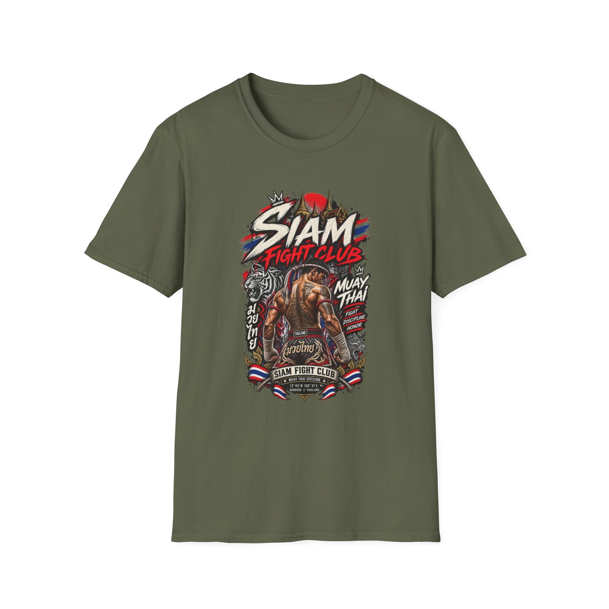 Asian Streetwear T-Shirt grün — Siam Muay Thai Motiv