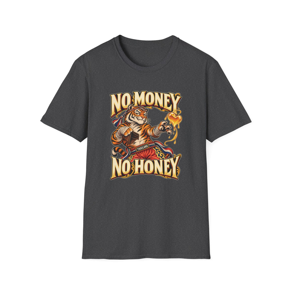No Money No Honey – Thailand T-Shirt mit Muay-Thai-Tiger | Gildan 64000