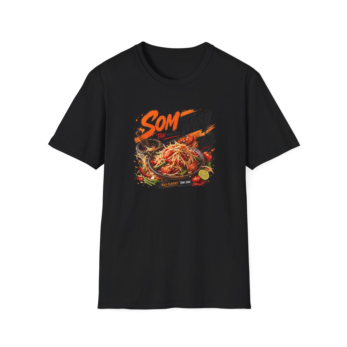 Som Tam T-Shirt schwarz — Thai Papaya Salad Streetwear Vorderansicht