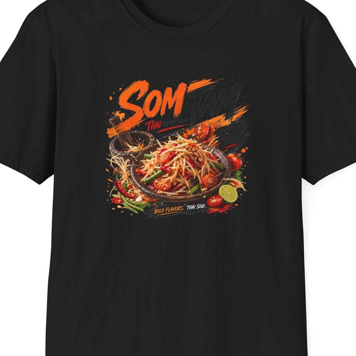 Som Tam T-Shirt — Thai Street Food Papaya Salad Streetwear Herren Damen – Design Nahaufnahme