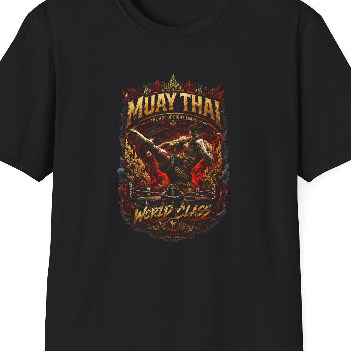 Black Muay Thai World Class T-Shirt – Design Nahaufnahme