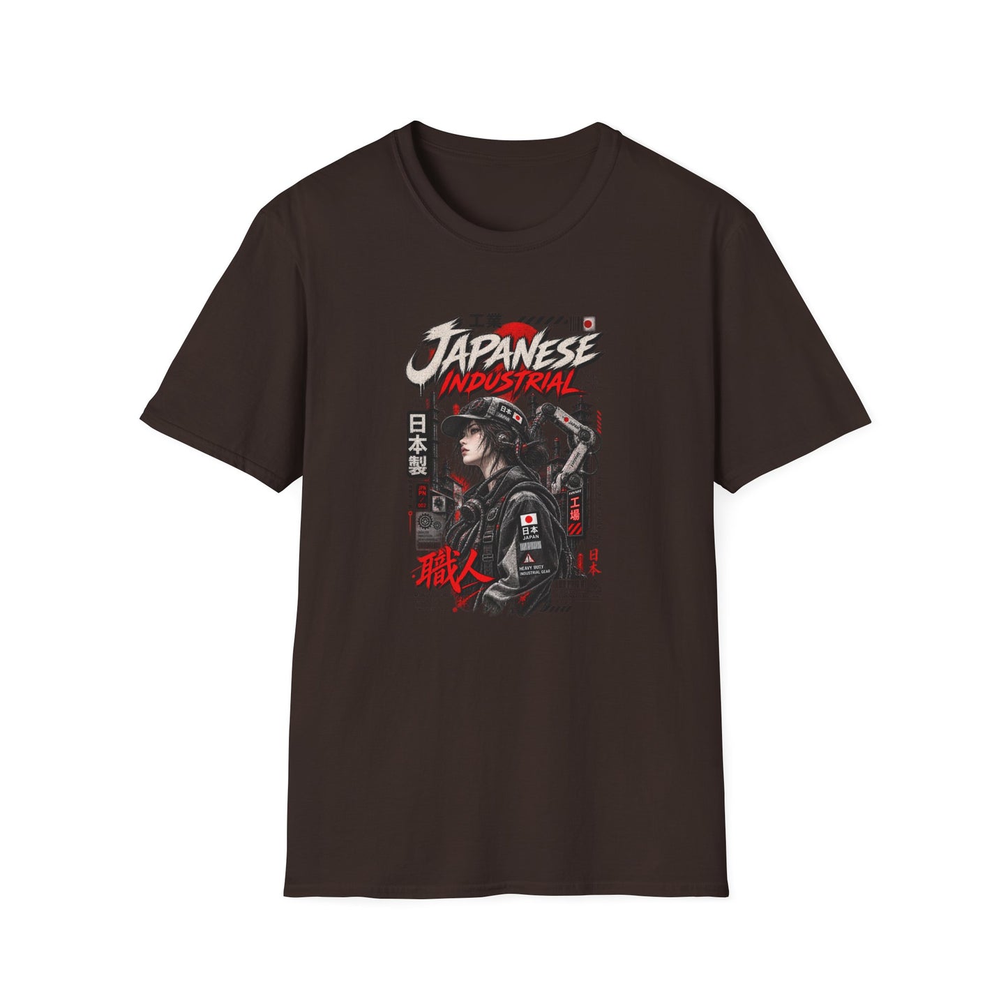 Japanese Industrial T-Shirt Detailansicht — Kanji Techwear Print