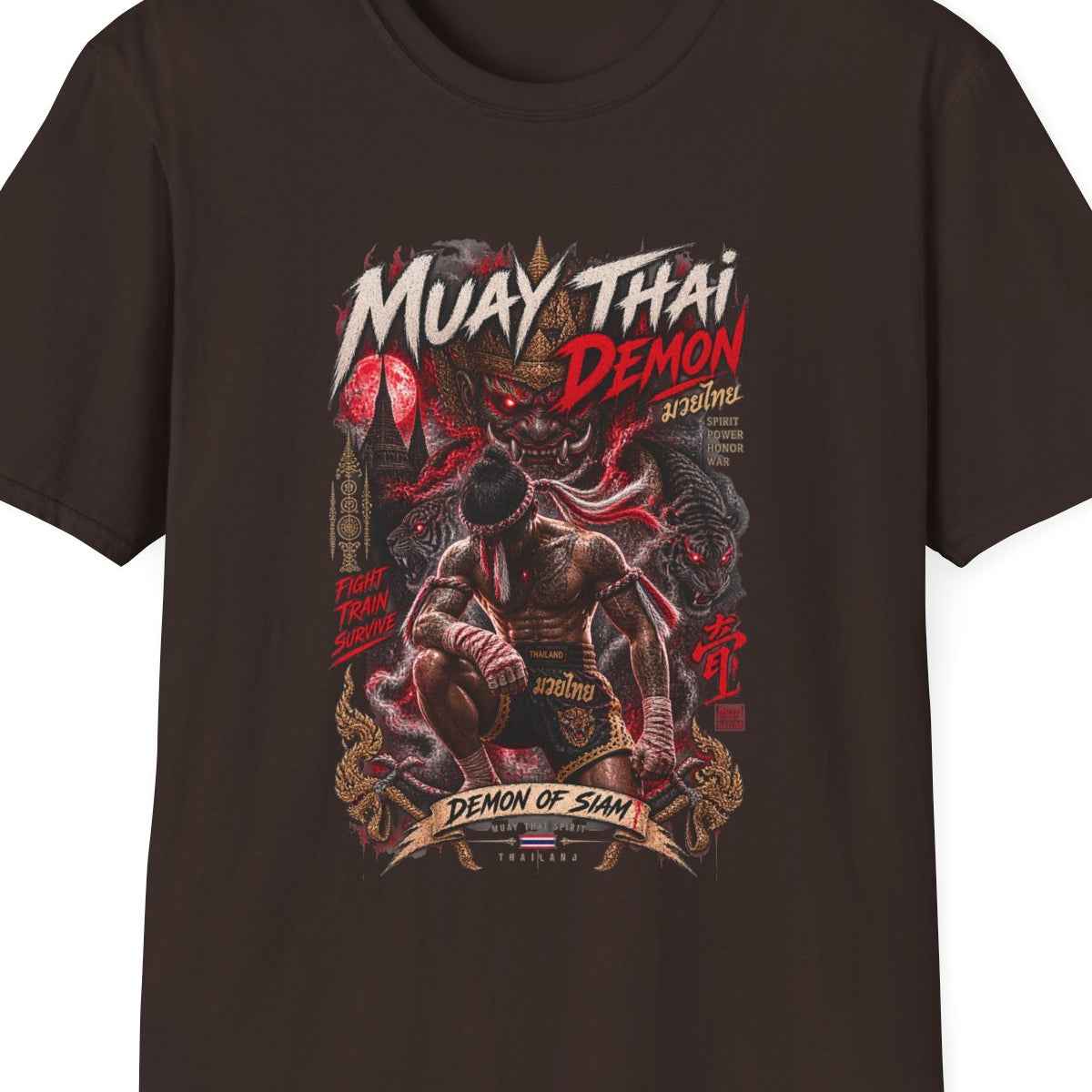 Muay Thai Demon T-Shirt — Thai Streetwear Dämonenkrieger Herren Damen