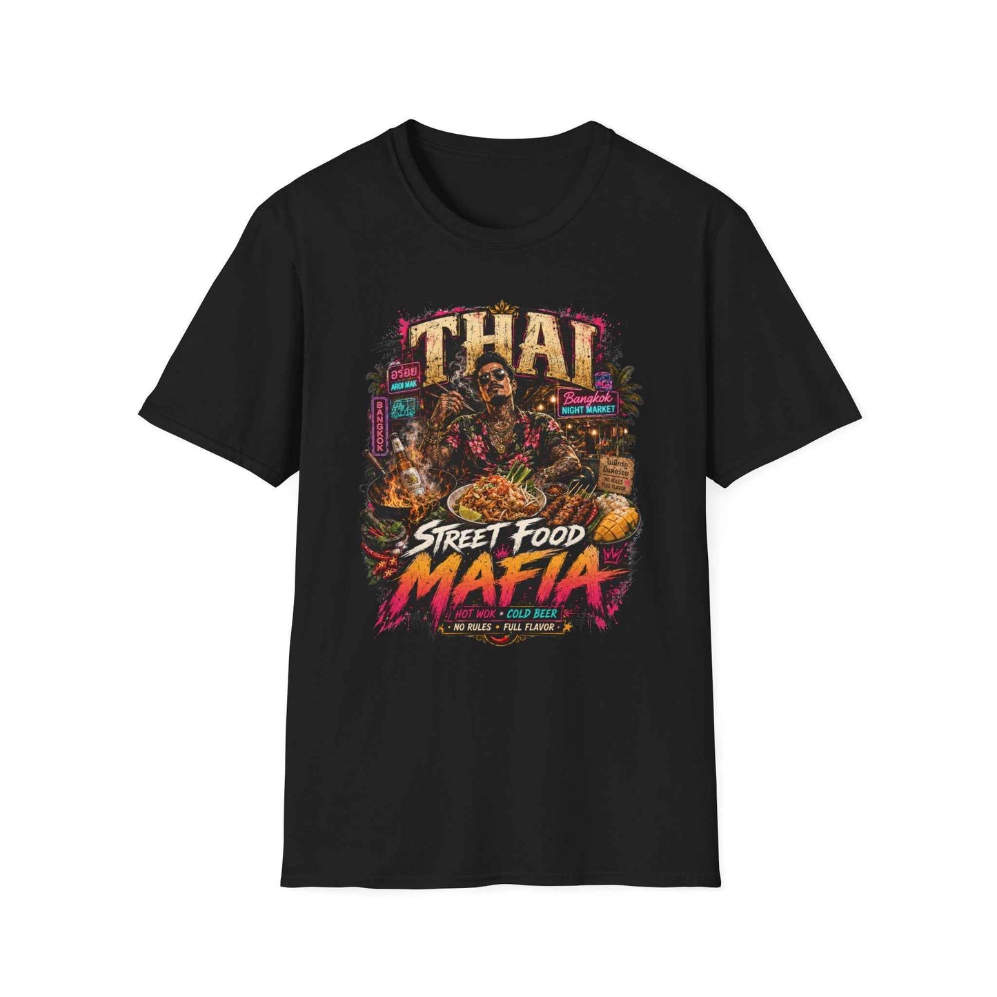 Thai Street Food Mafia Designdetail Wok Pad Thai Bangkok Night Market Artwork Nahaufnahme