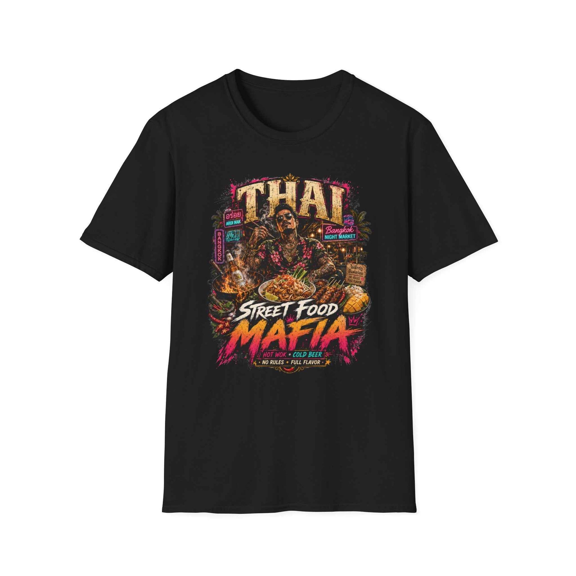 Thai Street Food Mafia Designdetail Wok Pad Thai Bangkok Night Market Artwork Nahaufnahme
