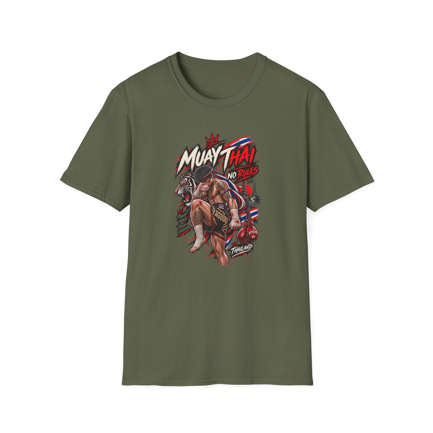 Muay Thai No Rules T-Shirt Military Green - Thailand Streetwear Vorderansicht