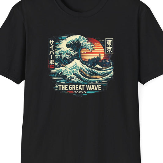 Black Great Wave Tokyo T-Shirt – Design Nahaufnahme