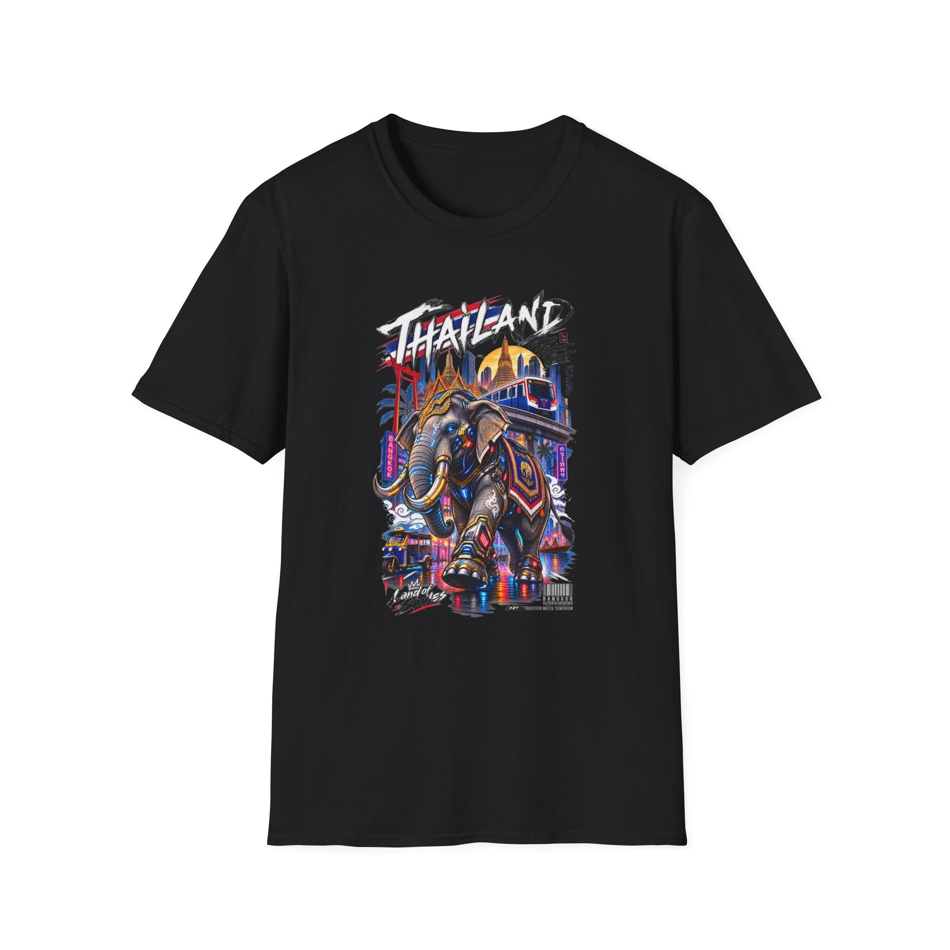 Bangkok Neon Elefant T-Shirt weiss — Thailand Streetwear Vorderansicht