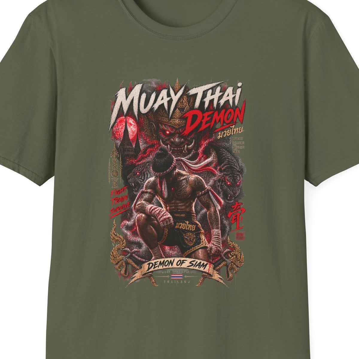 Muay Thai Demon T-Shirt — Thai Streetwear Dämonenkrieger Herren Damen