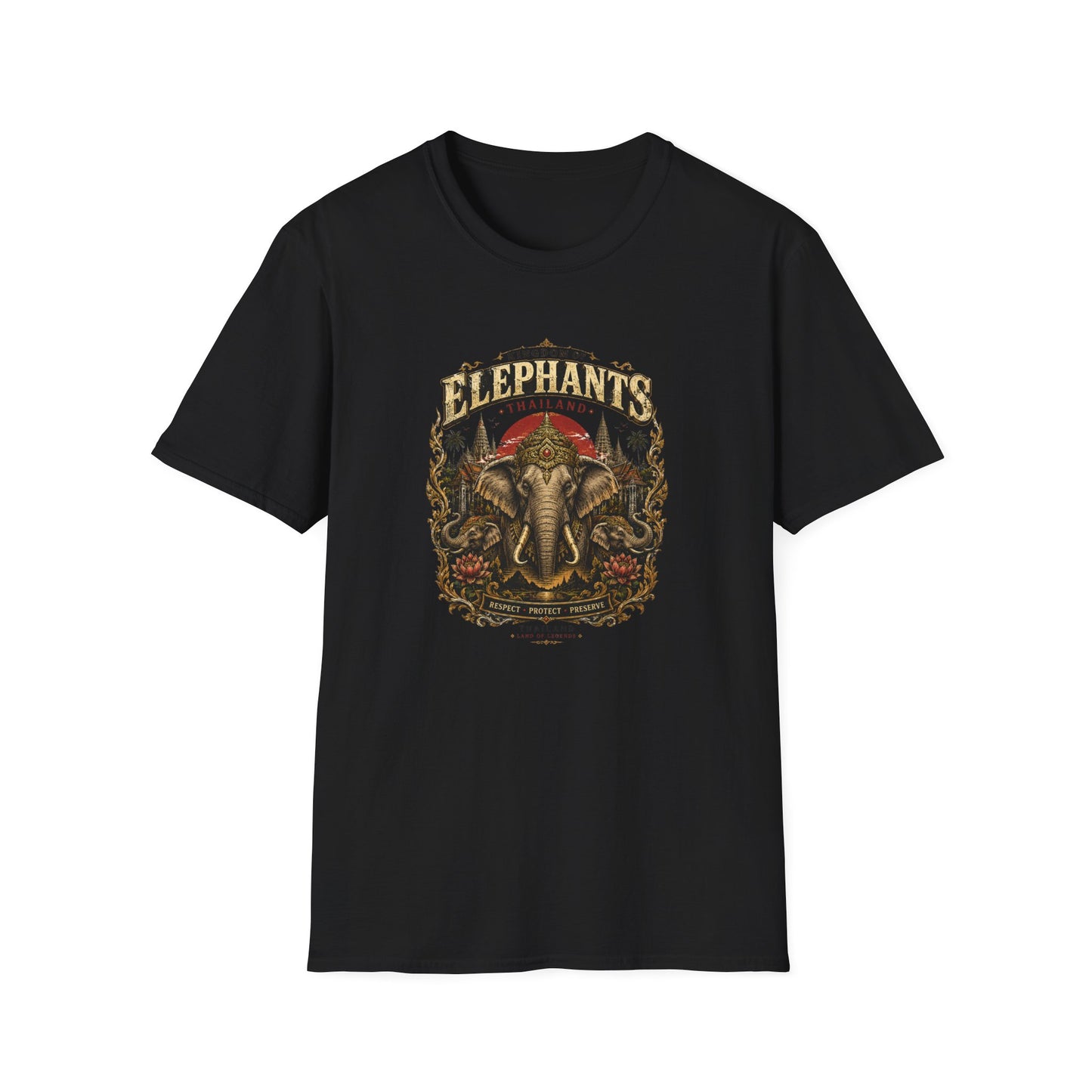 Kingdom of Elephants T-Shirt Sand — Thailand Elefanten Streetwear Vorderansicht