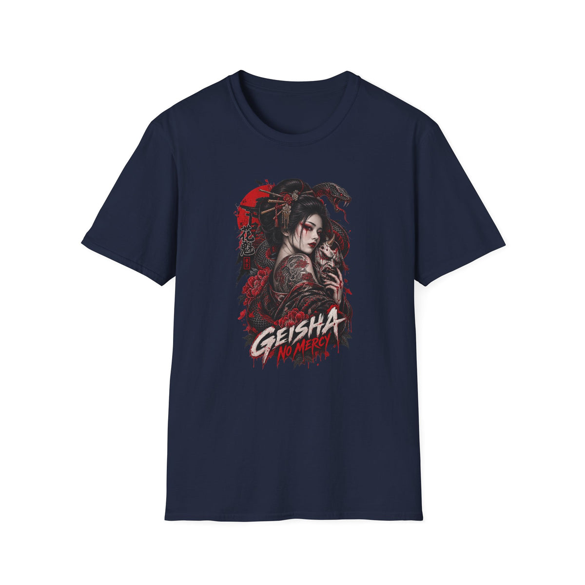 Geisha No Mercy T-Shirt navy — Japanese Streetwear Vorderansicht
