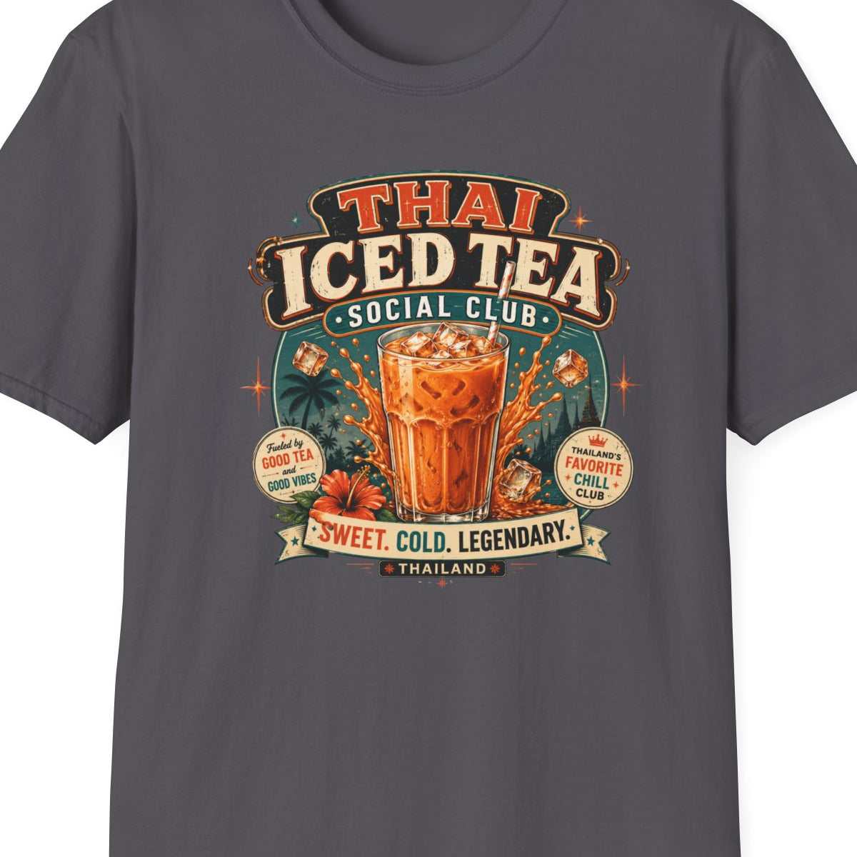 Black Thai Iced Tea Social Club T-Shirt – Design Nahaufnahme