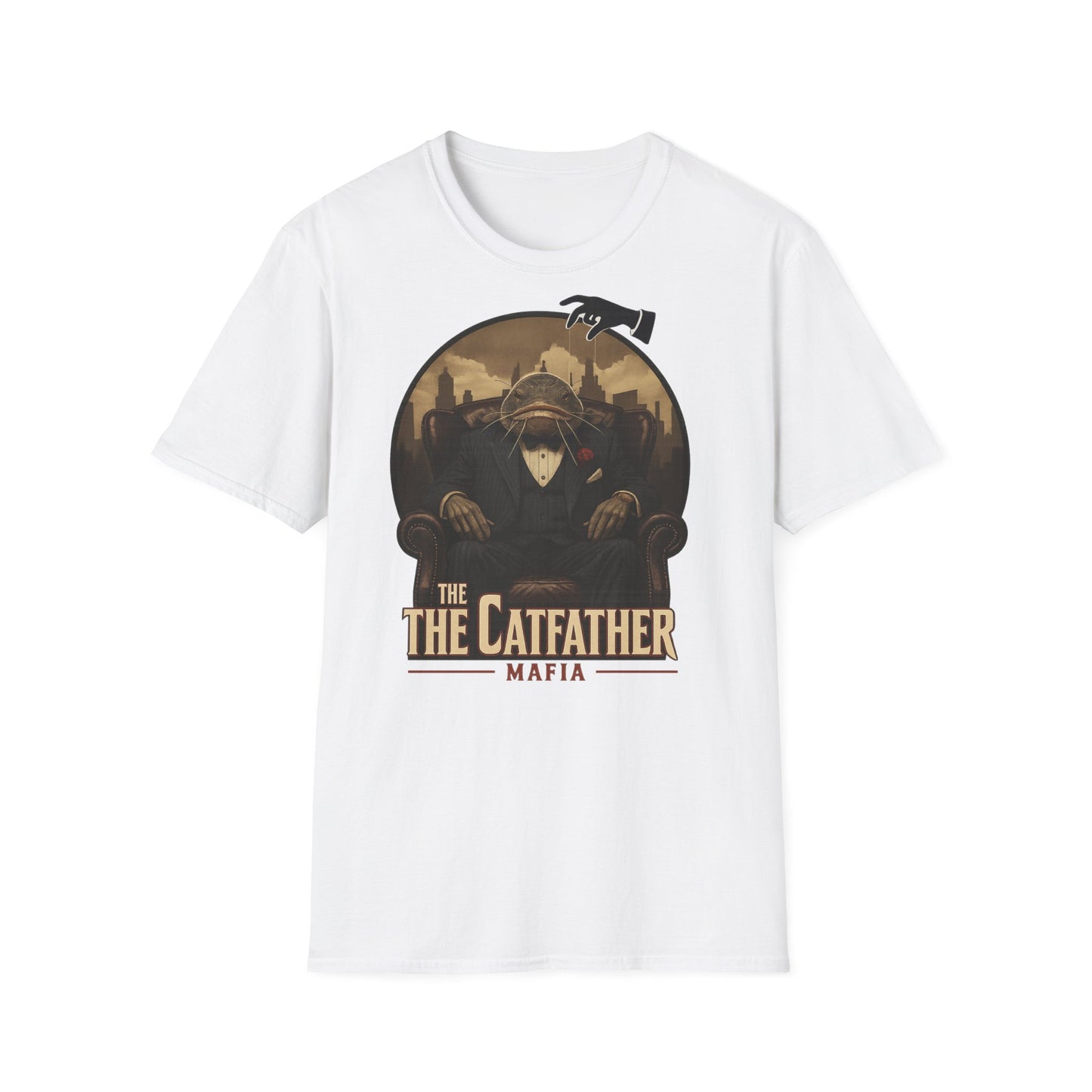 Mafia Fisherman T-Shirt, Men Women Unisex Tee, Angel Tees, Wels Fish Design Shirt, Fishing Gift – T-Shirt Frontansicht