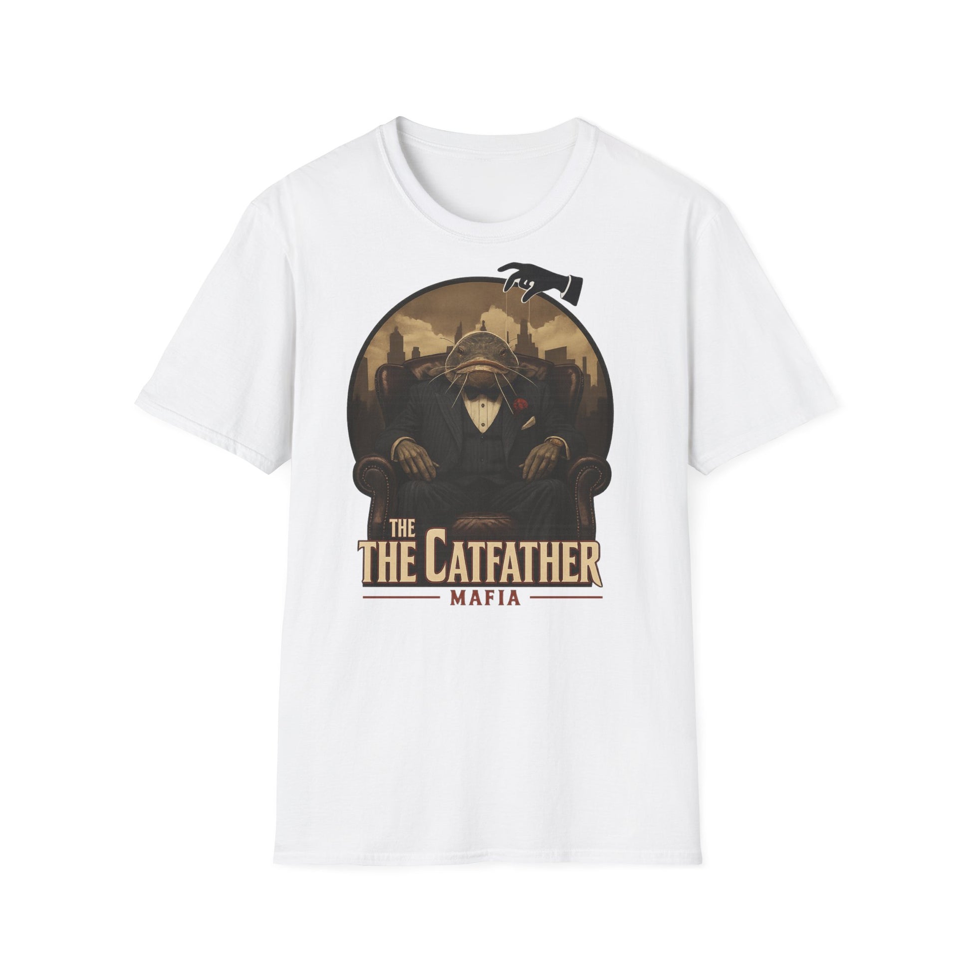 Mafia Fisherman T-Shirt, Men Women Unisex Tee, Angel Tees, Wels Fish Design Shirt, Fishing Gift – T-Shirt Frontansicht