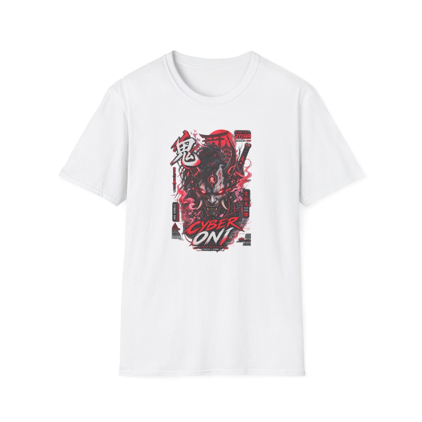 Cyber Oni T-Shirt Schwarz – Japanese Cyberpunk Graphic Tee Dämon Geschenk