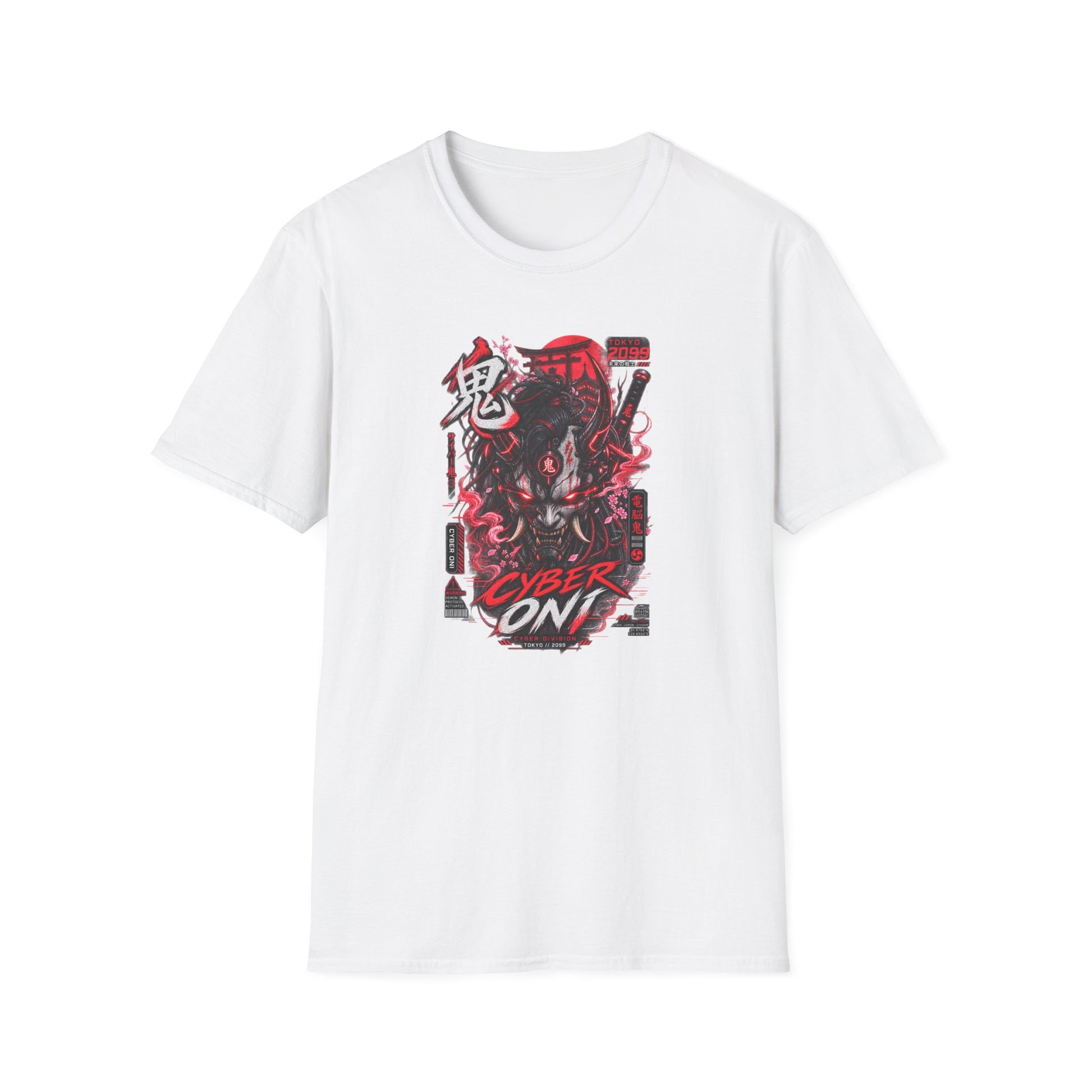 Cyber Oni T-Shirt Schwarz – Japanese Cyberpunk Graphic Tee Dämon Geschenk