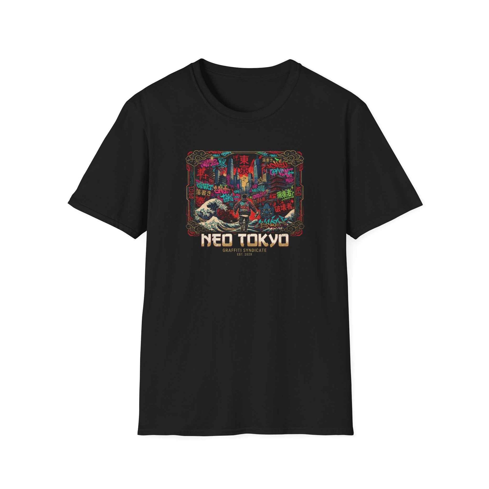 Tokyo Graffiti T-Shirt schwarz — Urban Street Art Streetwear Vorderansicht