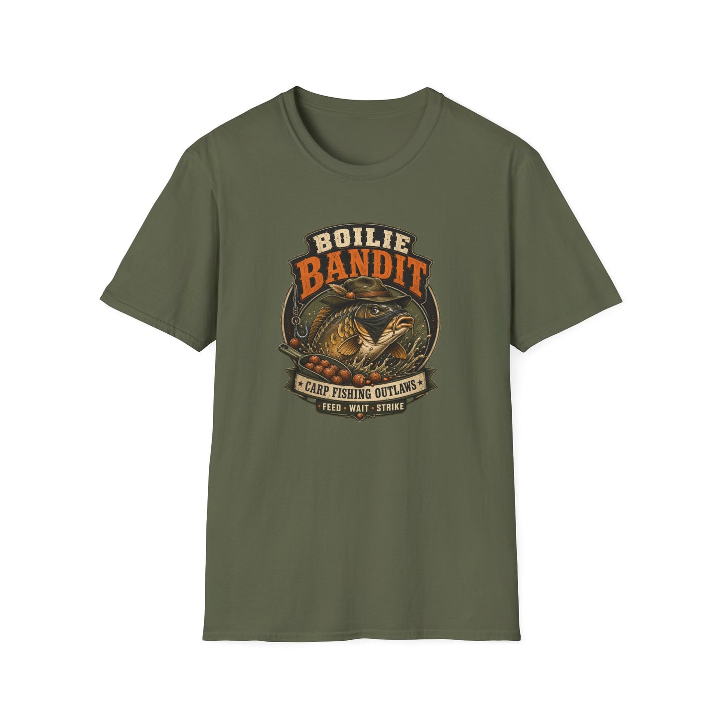 Boilie Bandit Angler T-Shirt Military Green Karpfenangler Shirt Vorderansicht