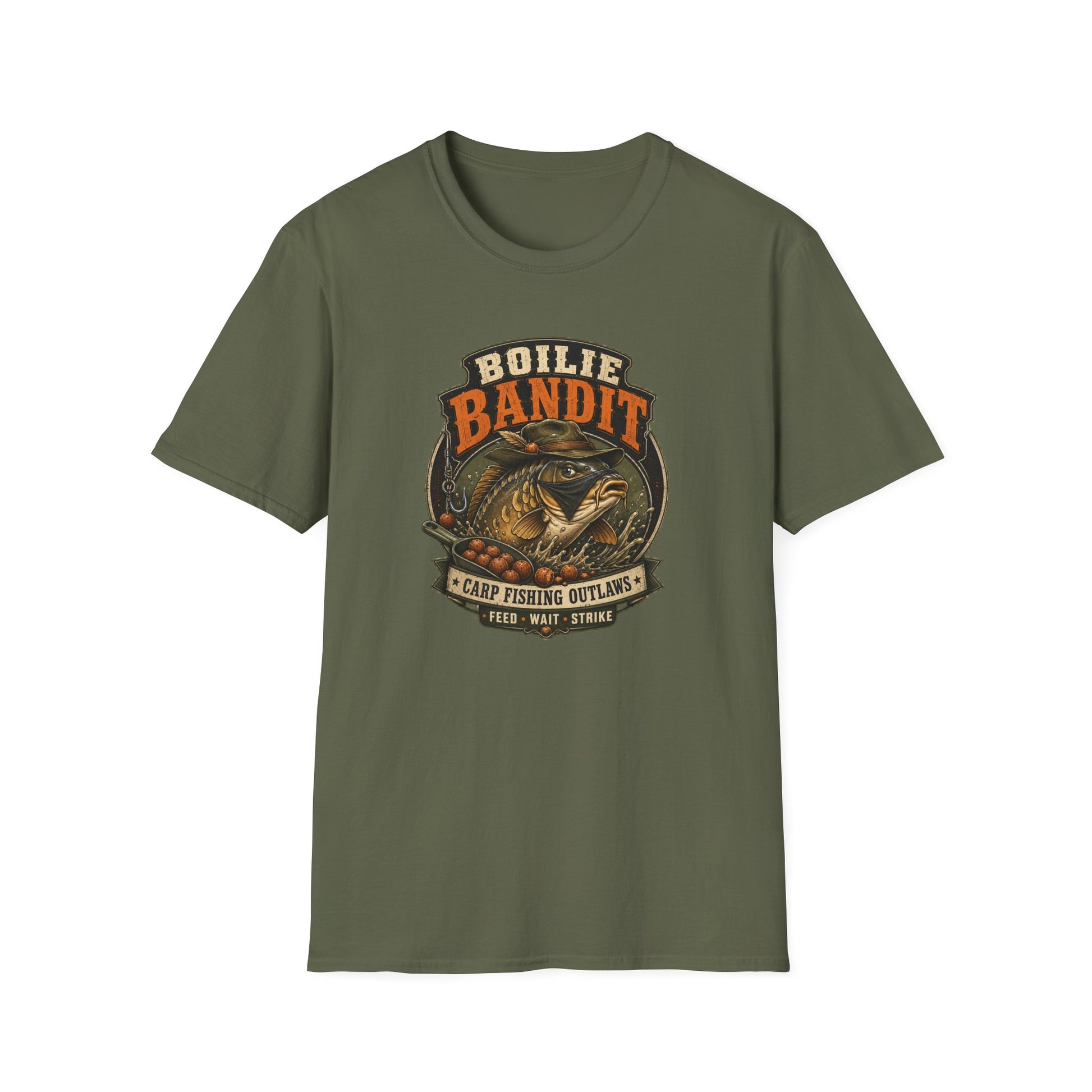 Boilie Bandit Angler T-Shirt Military Green Karpfenangler Shirt Vorderansicht