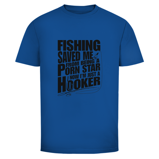 Fishing saved me from being a Porn Star – T-Shirt Designdetail Nahaufnahme