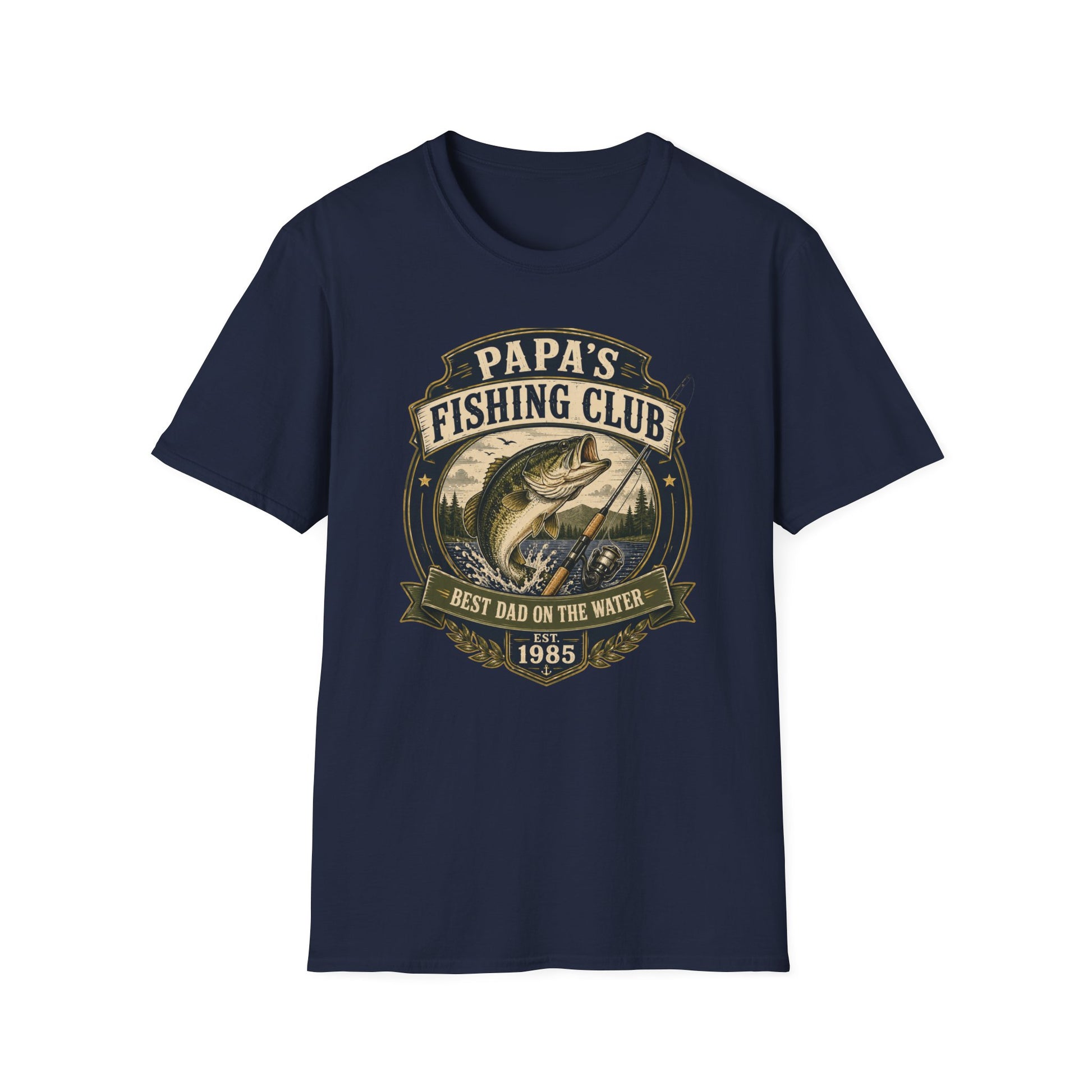 Papa's Fishing Club T-Shirt Dark Chocolate Angler Geschenk
