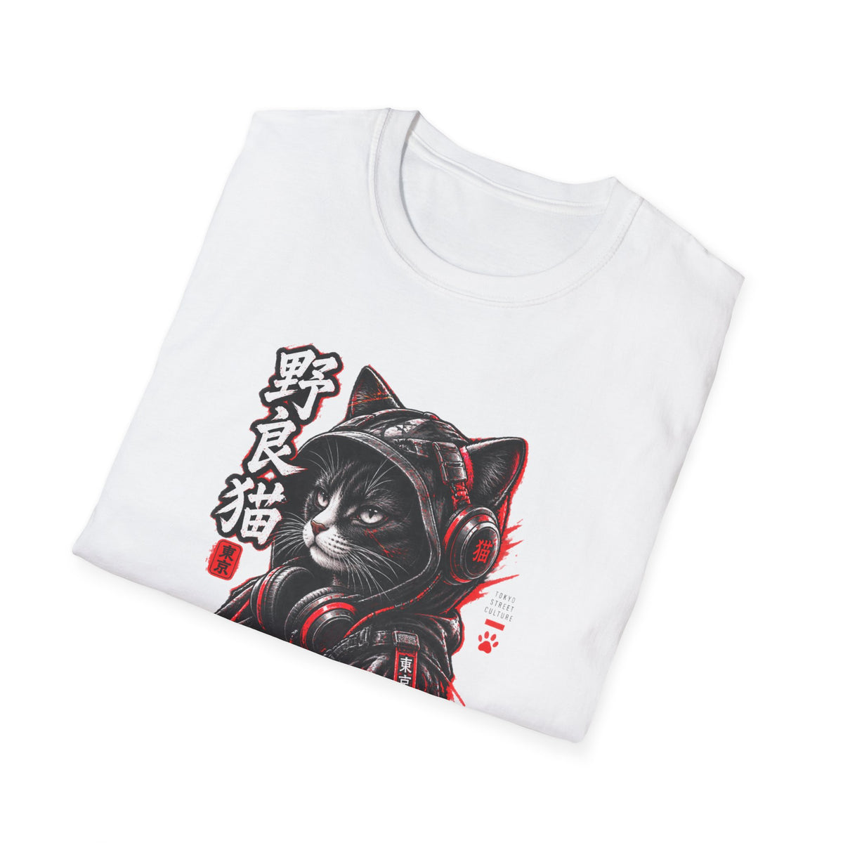 Street Cat Tokyo Herren T-Shirt Cyberpunk Neko Anime Streetwear