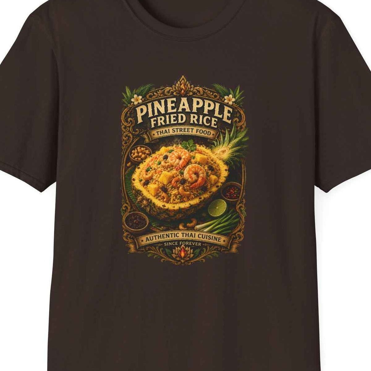 Pineapple Fried Rice T-Shirt — Thai Street Food Grafik Tee Asian Streetwear Herren Damen – Design Nahaufnahme