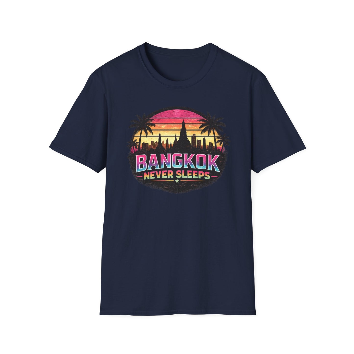 Bangkok Never Sleeps T-Shirt Military Green Retro Synthwave Streetwear