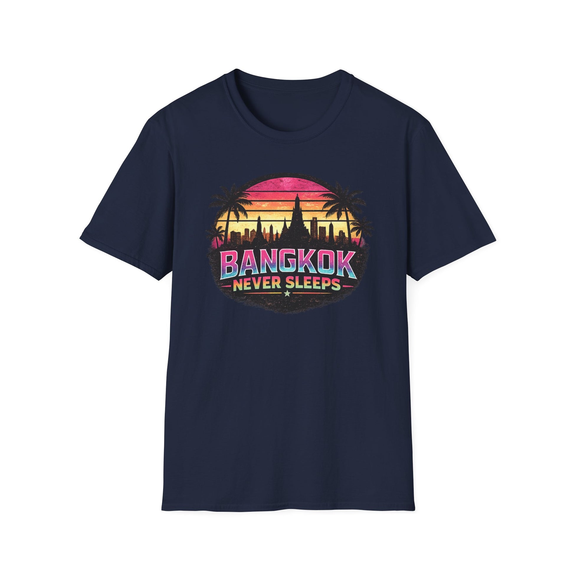 Bangkok Never Sleeps T-Shirt Military Green Retro Synthwave Streetwear